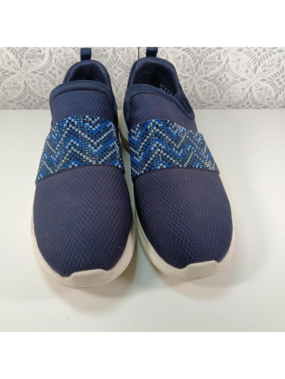 Clarks Cloudsteppers Navy Blue Beaded Chevron Slip On Sneakers Womens 8.5M 27680